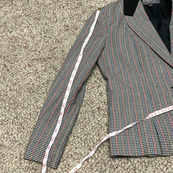 Vintage 80s wool plaid tailored blazer - Picture 7 of 10